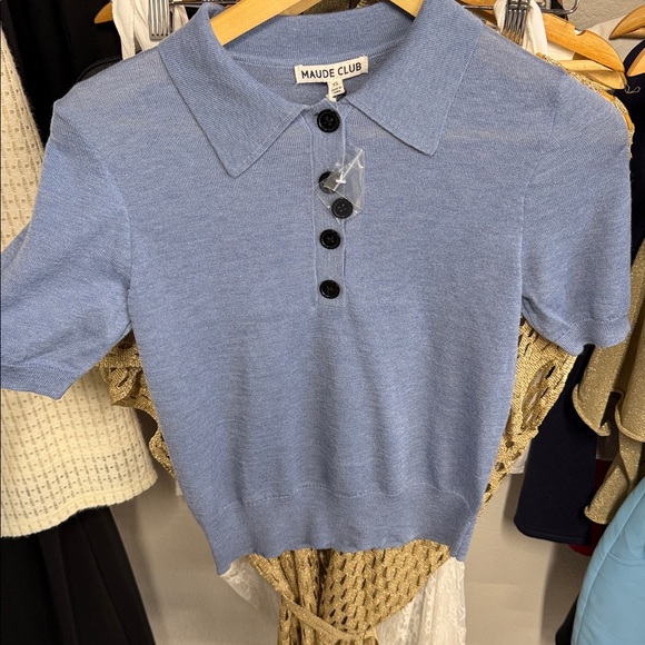 Maude Club Darcy Polo Top in Light Blue - Picture 6 of 8